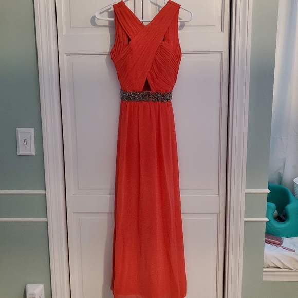 knee length dresses for ladies Little Mistress Red Wrap Midaxi Dress